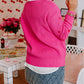 Heart Shape Drop Shoulder Round Neck Sweater