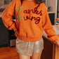 Thanksgiving Tinsel Drop Shoulder Crew Neck Sweater