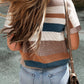 Striped Knit Crew Neck T Shirt Sweater
