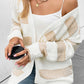 Textured Stripe Pattern Drop Shoulder Duster Cardigan