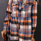 Plaid Button Down Ruffled Shirt Jacket