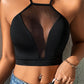 Daring Mesh Insert Cross Straps Cropped Top