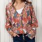 Boho Floral Long Sleeve V-Neck Blouse