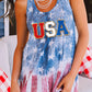 USA Flag Print Loose Fit Tunic Tank Top