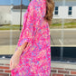 Abstract Print Bracelet Sleeve Oversized Tunic Shirt