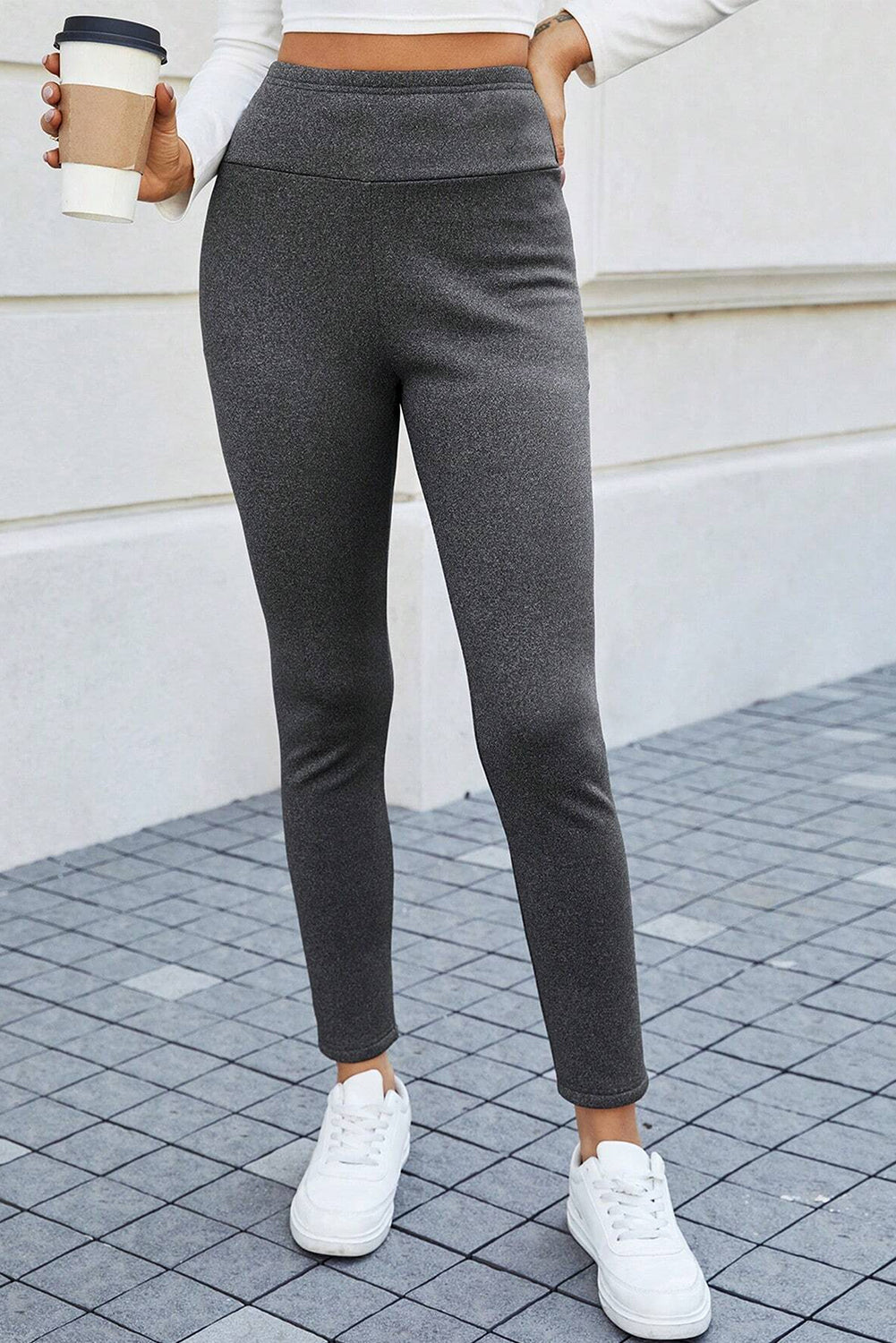 Fleece Lined Thermal Knit Ankle High Waist Leggings