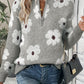Floral Pattern Half Zip Drop Shoulder Sweater