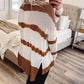 Tie Dye Striped Loose Knitted Long Sleeve Top with Slits