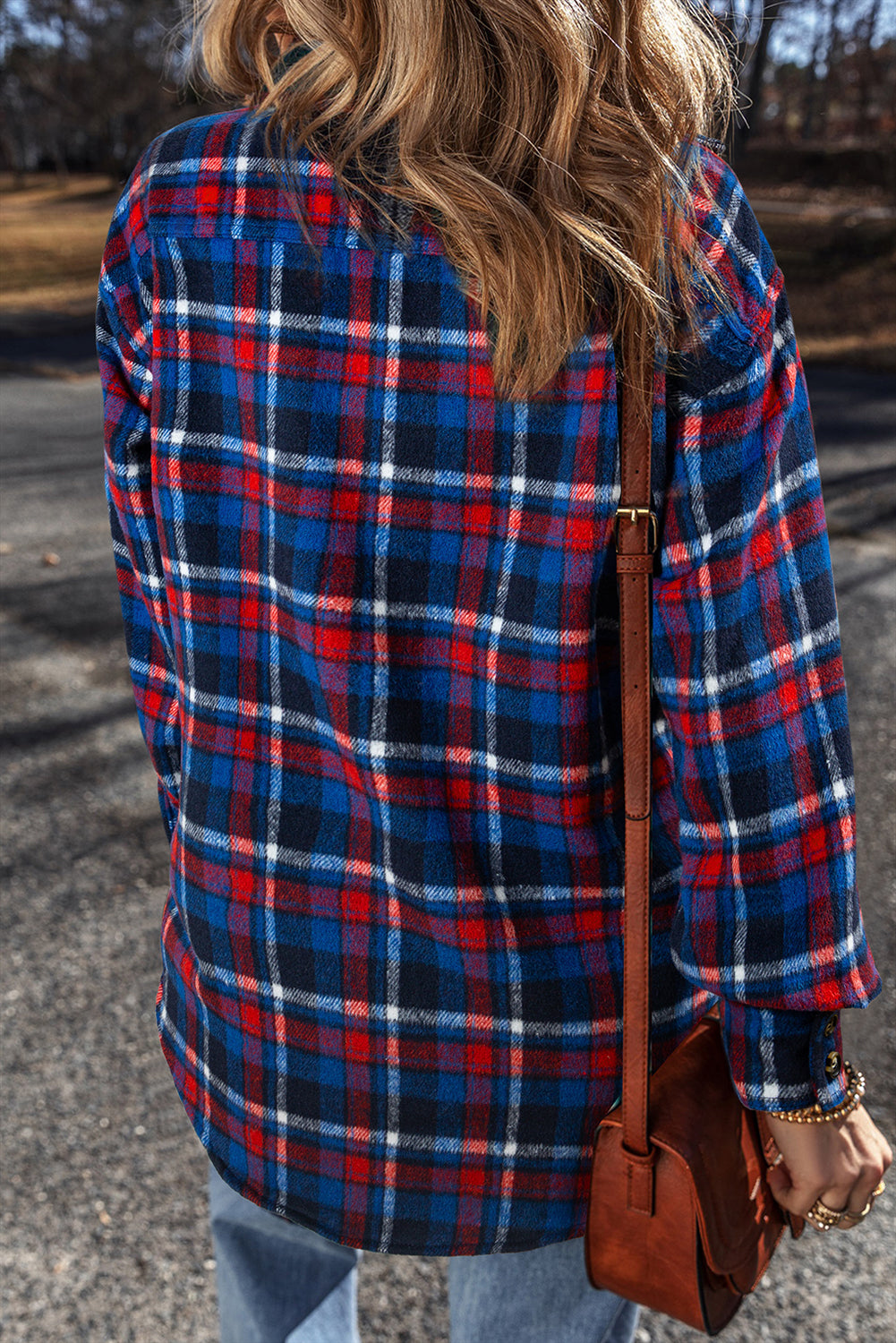 Plaid Flap Pocket Button Up Shacket