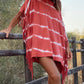 Tie Dye Striped Fringe Trim Oversized T-shirt Dress