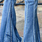 Acid Wash Raw Hem Flared Jeans
