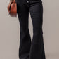 High Waist Button Front Flare Jeans