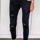 Distressed Raw Edge Cropped Skinny Jeans