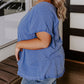 Plus Size Solid Color Short Sleeve Frayed Edge Top