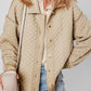 Solid Color Quilted Puffer Buttoned Shacket