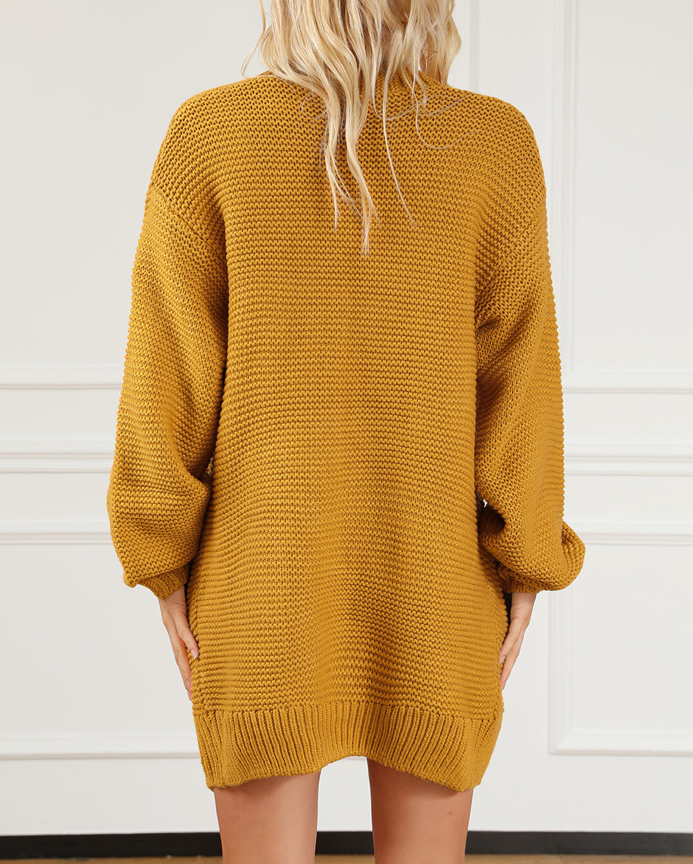 Chunky Cable Slouchy Lantern Sleeve Wrap Cardigan