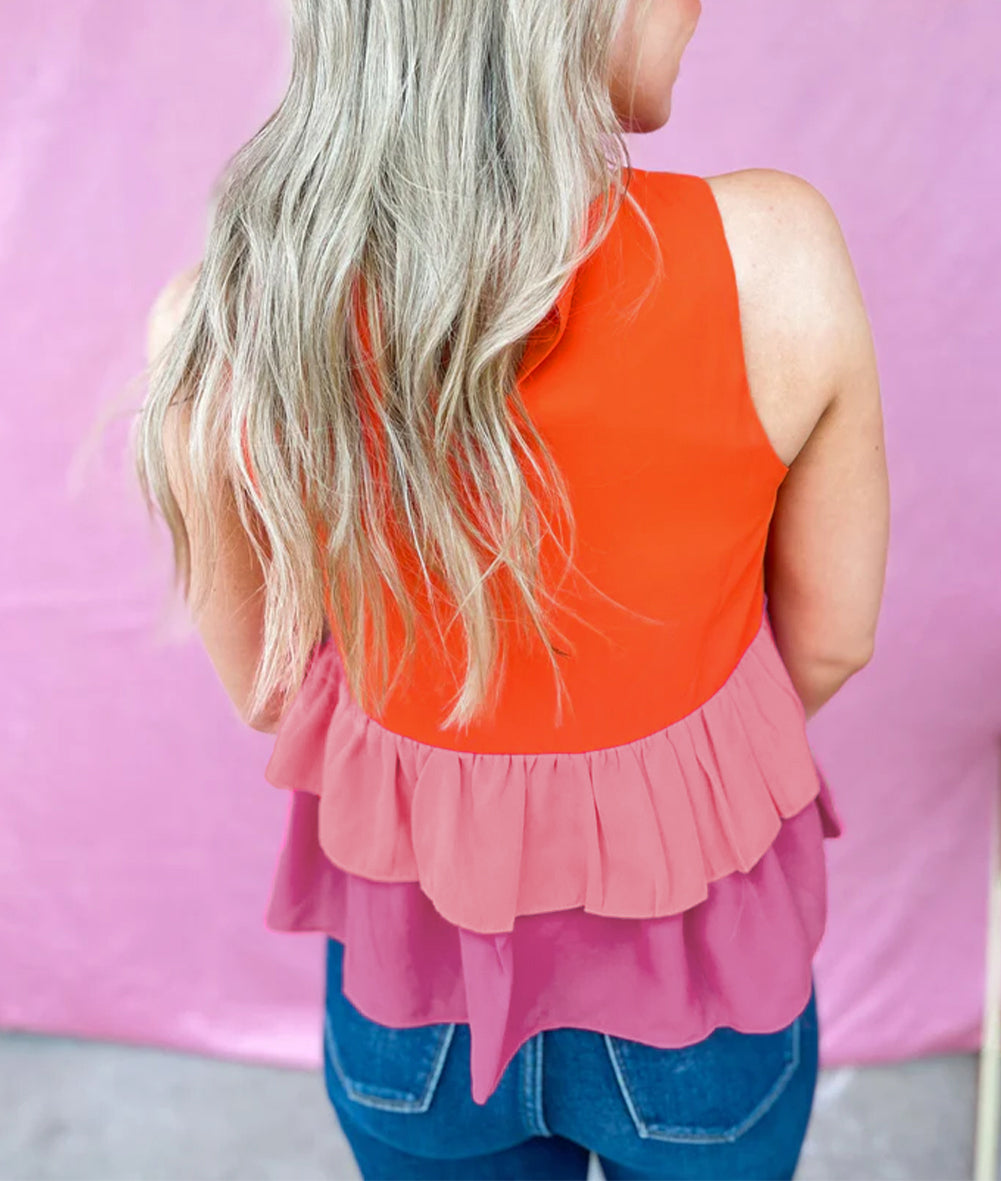 Colorblock Tiered Hem Tank Top