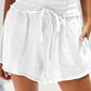 Crinkled Raw Edge Casual Shorts