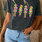 Mardi Gras Sequin Graphic Drop Shoulder Crew Neck T Shirt