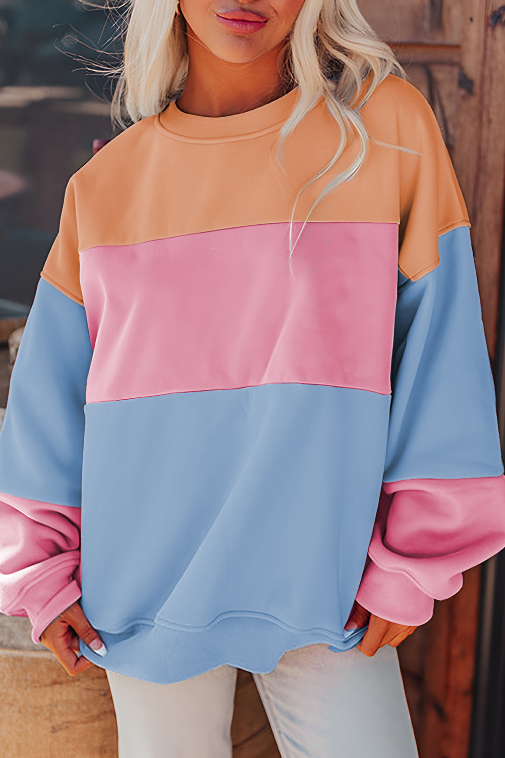 Colorblock Patchwork Drop Shoulder Sweatshirt