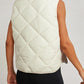 Quilted High Neck Button Up Pocket Vest Coat