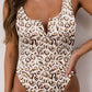 Leopard Print Notched Neck One Piece Swimsuit