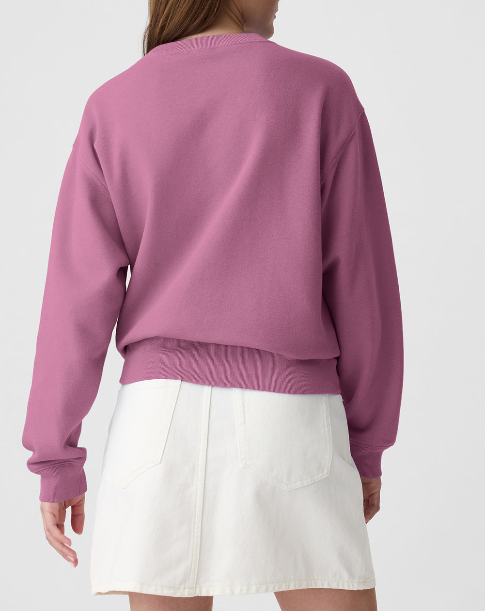 Solid Fleece Lined Drop Shoulder Terry Sweatshirt