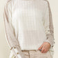 Exposed Seam Textured Patch Buttoned Sleeve Top