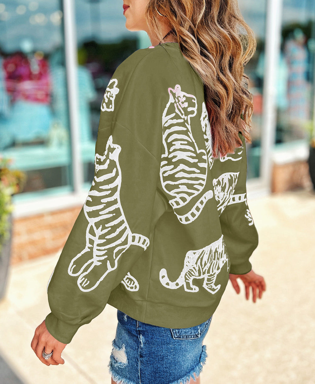 Animal Print Pullover Sweatshirt
