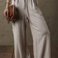 Linen Drawstring Waist Raw Edge Cargo Loose Pants