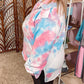 Plus Size Tie-dye Zipped Collared Pullover Sweatshirt