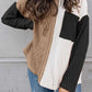 Long Sleeve Colorblock Chest Pocket Textured Knit Top
