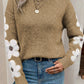 Flower Sleeve Drop Shoulder Sweater