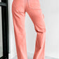 Pink High Waist Ripped Straight Leg Pocket Jeans