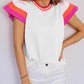 Contrast Flutter Sleeves Knitted Sweater T Shirt