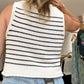Stripe Raw Edge Crew Neck Knitted Vest