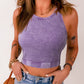 Ribbed Mineral Wash Racerback Cropped Tank Top