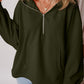 Fleece Lined Half Zipper Kangaroo Pockets Loose Hoodie