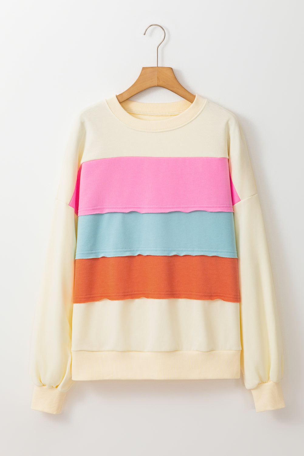 Colorblock Patchwork Crewneck Drop Shoulder Sweatshirt