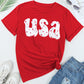 USA Stars Print Round Neck Casual Tee