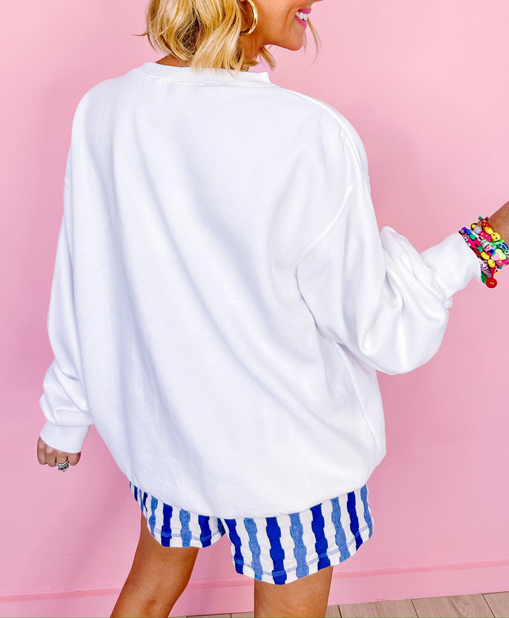 American Flag Graphic Drop Shoulder Loose Sweatshirt