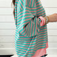 Stripe Colorblock Drop Shoulder Oversize Sweatshirt
