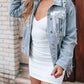 Sequin Embellished Fringe Distressed Denim Jacket