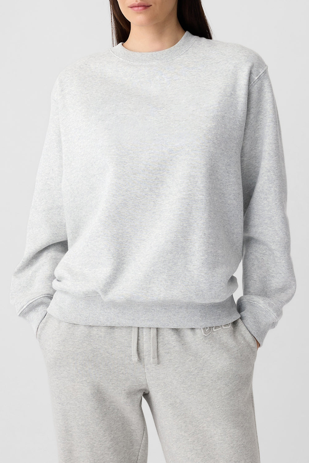 Solid Fleece Lined Drop Shoulder Terry Sweatshirt