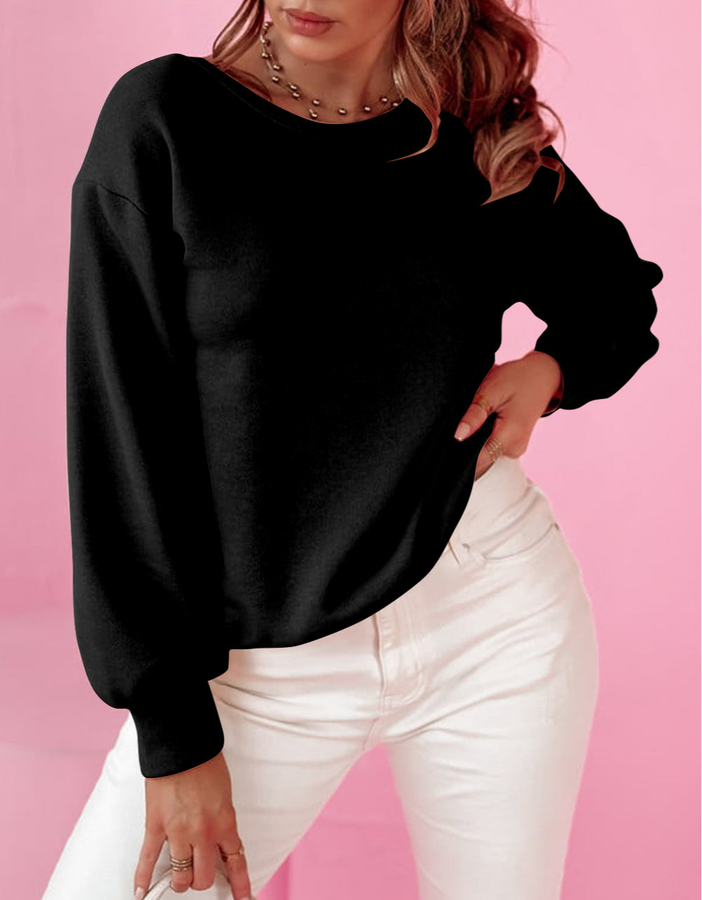 Bowknot Dewback Round Neck Sweatshirt