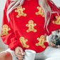 Cute Gingerbread Print Christmas Pullover Sweatshirt