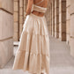 Crossover Backless Bodice Tiered Maxi Dress
