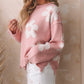 Pearl Beaded Floral Drop Shoulder Sweater