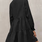 Frilled Stand Collar Long Sleeve Ruffle Dress