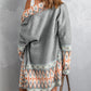 Aztec Print Open Front Knitted Cardigan